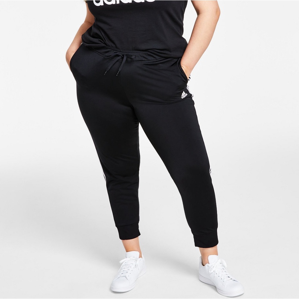 •Essential Tricot• Black & White Three Stipe Adidas Track Pants - Picture 3 of 5